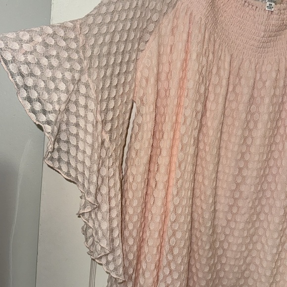 Shannon Ford New York Pink Lace Blouse Top Size 2X Ruffle Sleeves Stretchy 2X - Picture 7 of 11